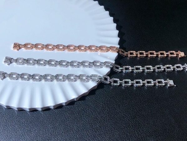 18K White & Rose Gold Diamonds Tennis Bracelet Luxury Round Diamonds - Image 3