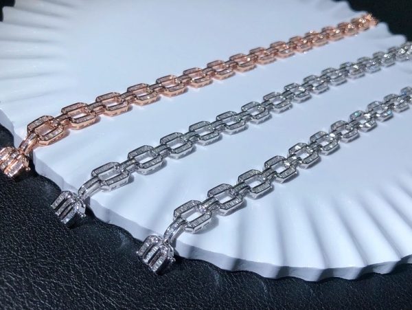 18K White & Rose Gold Diamonds Tennis Bracelet Luxury Round Diamonds - Image 2