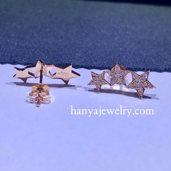 18K Gold Earrings Diamond Stars Shaped - Image 6