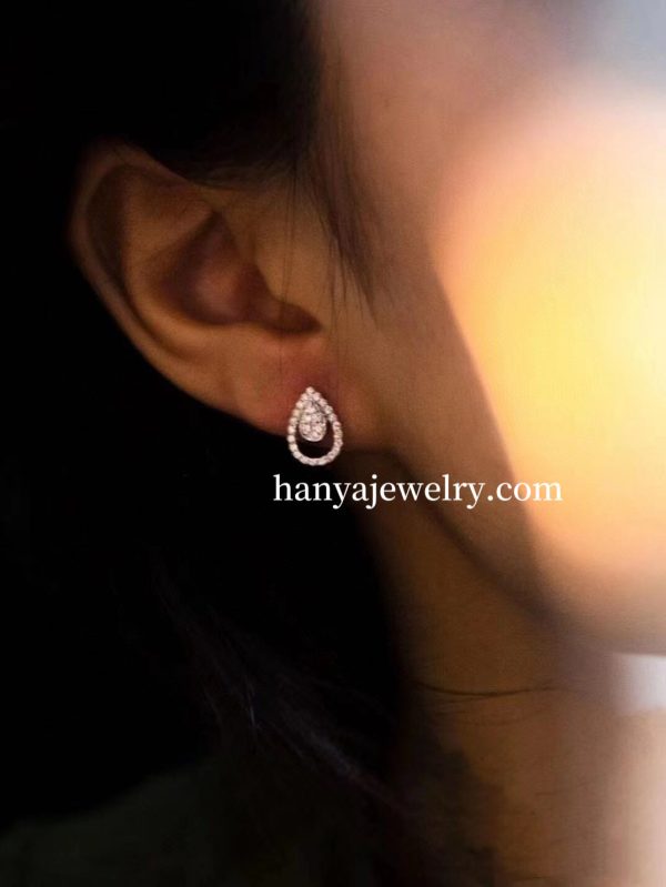 18K Gold Diamond Earrings Water Drop