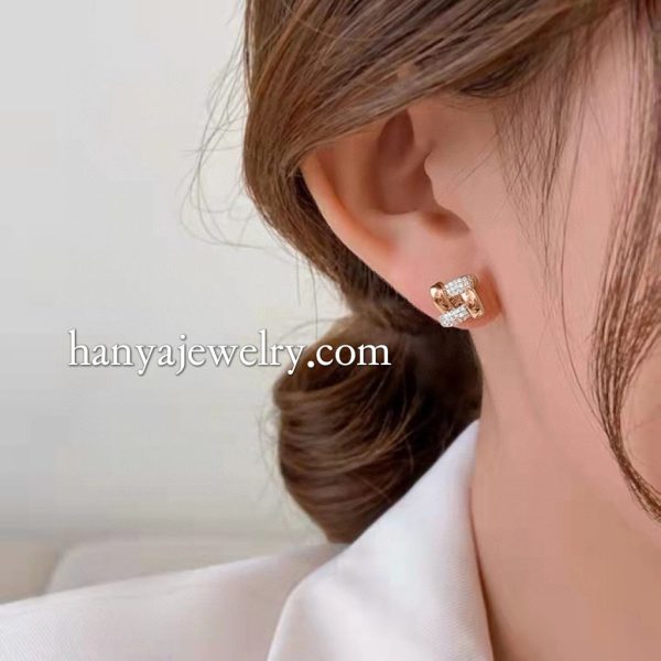 18K Diamond Square Earring For Women