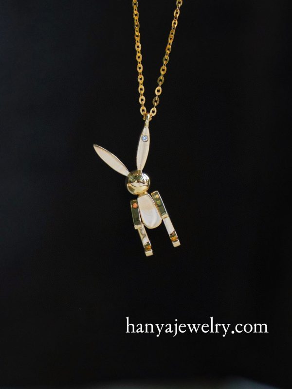 18K Gold Mechanical Rabbit Necklace - Image 7