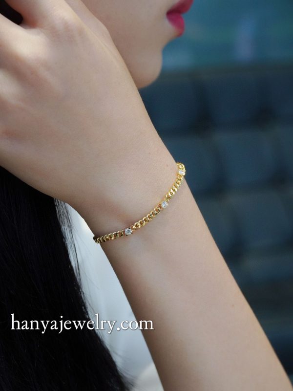 18K Gold Diamond Bracelet Men Fashion