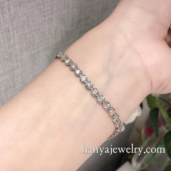 18K Gold Tennis Diamond Bracelet For Women