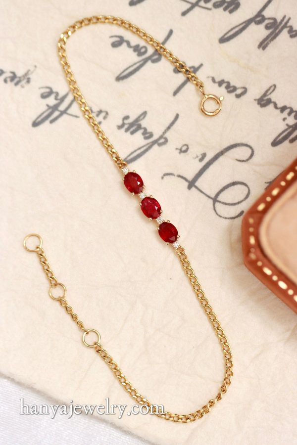 18K Gold Vintage Ruby Bracelet - Image 6