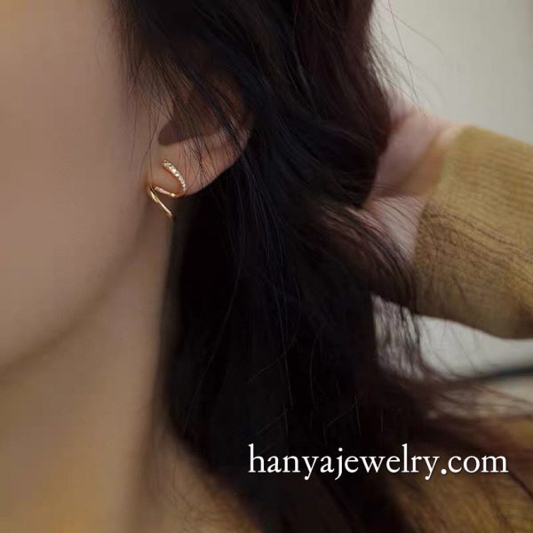 18K Gold Wave Earrings For Women