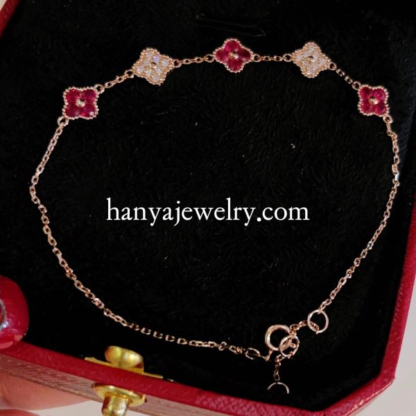 18K Gold Ruby Bracelet For Women - Image 7