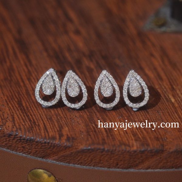 18K Gold Diamond Earrings Water Drop - Image 6