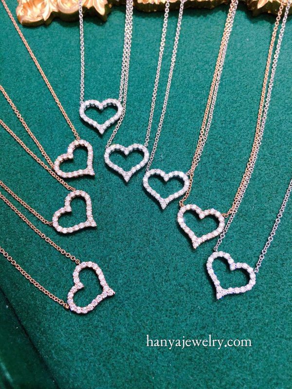 18K Gold Heart Diamond Necklace Classic - Image 4