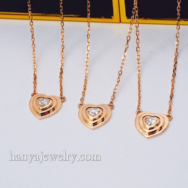 18K Gold Heart Shaped Diamond Necklace - Image 5