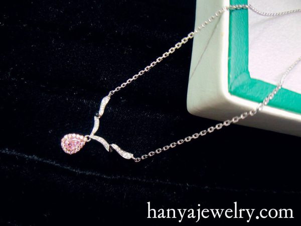 18K White Gold Pink Diamond Necklace - Image 3