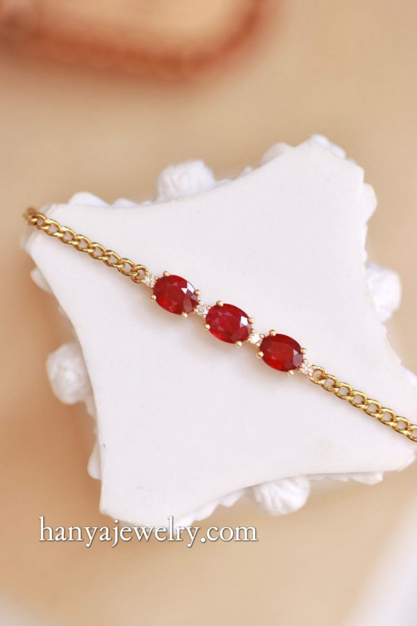 18K Gold Vintage Ruby Bracelet - Image 5