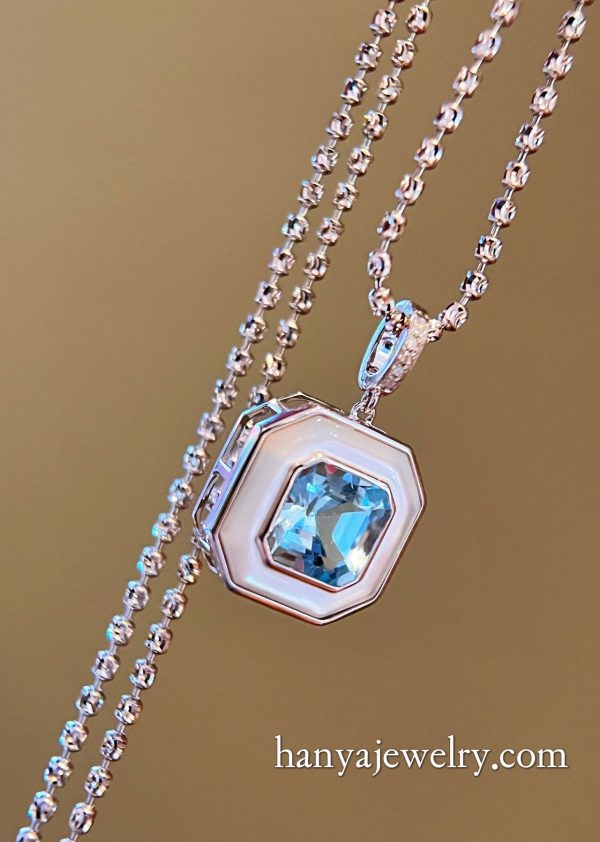 18K Gold Blue Treasure Diamond Pendant On Sale - Image 7