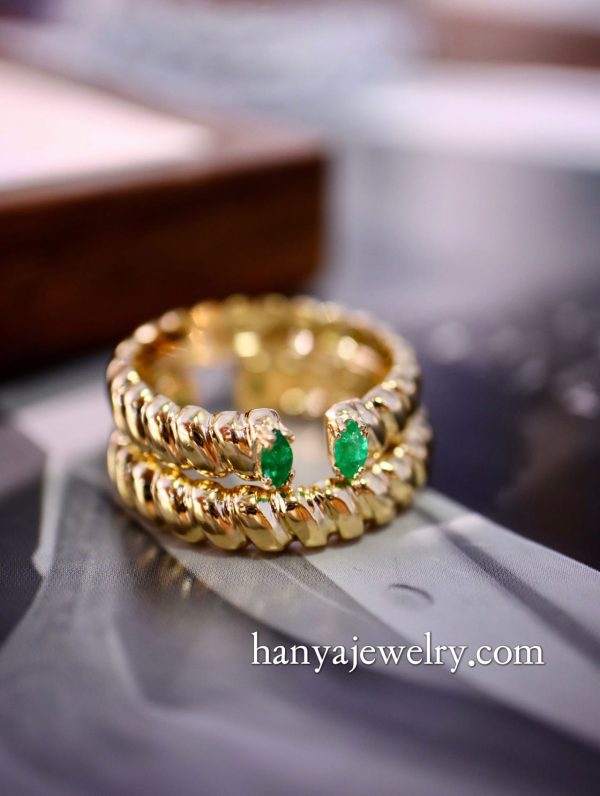 18K Gold Emerald Ring Vintage - Image 5