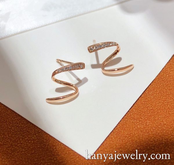 18K Gold Wave Earrings For Women - Image 4