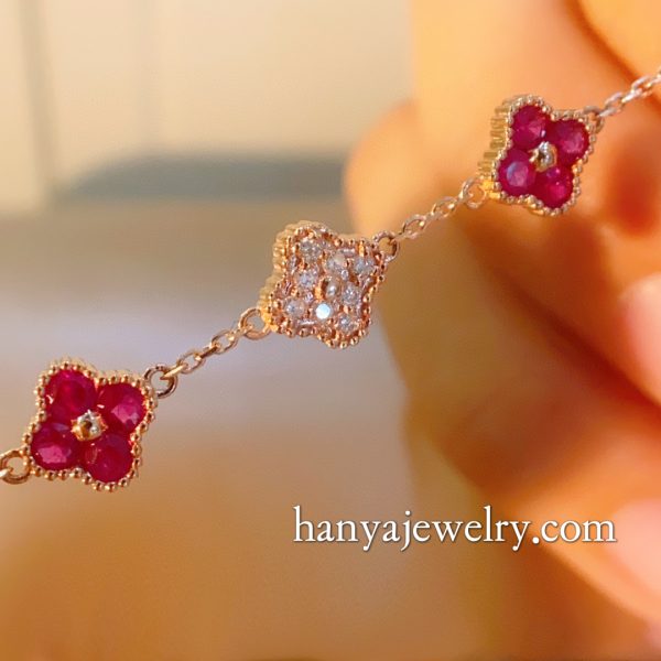 18K Gold Ruby Bracelet For Women - Image 6