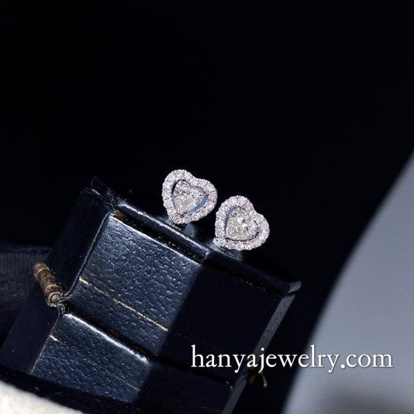 18K Gold Natural Diamond Heart Earrings For Women - Image 3