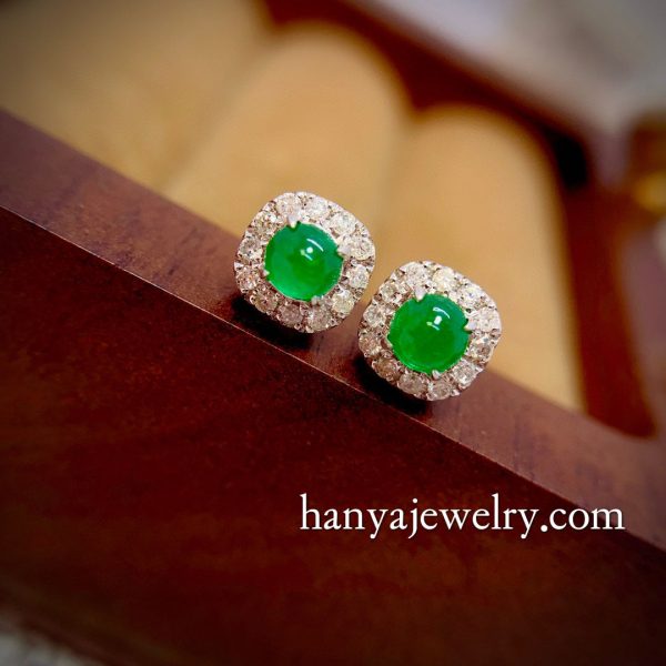 18K Classic Square Emerald Earrings - Image 6