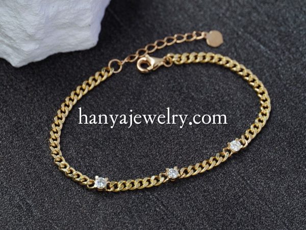 18K Gold Diamond Bracelet Men Fashion - Image 3