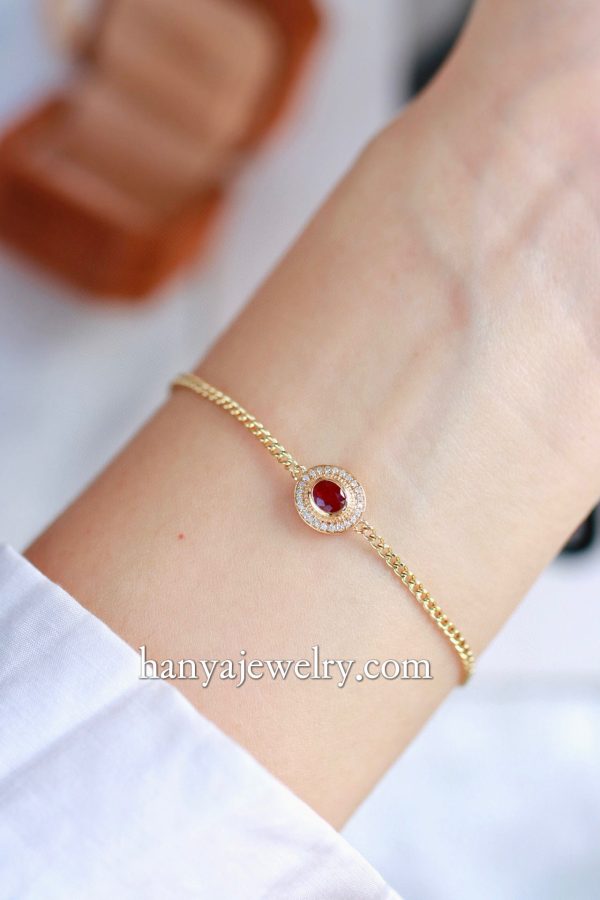 18K Gold Vintage Ruby Bracelet