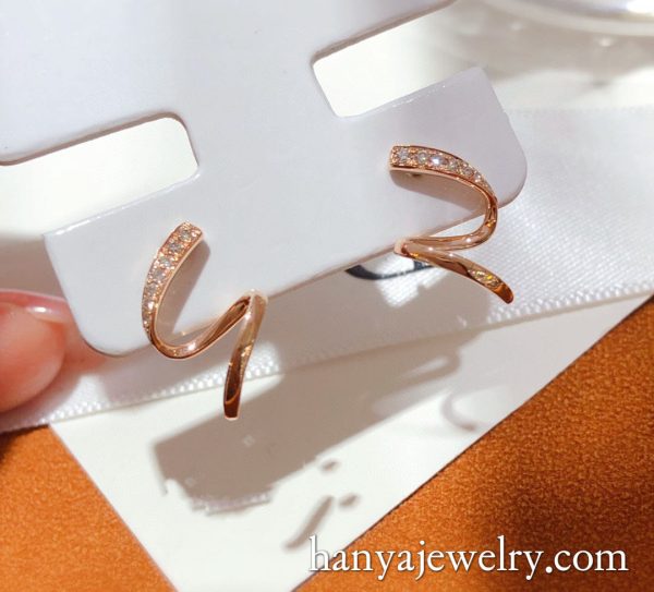 18K Gold Wave Earrings For Women - Image 3