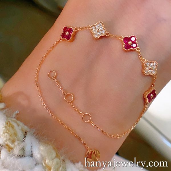 18K Gold Ruby Bracelet For Women - Image 5