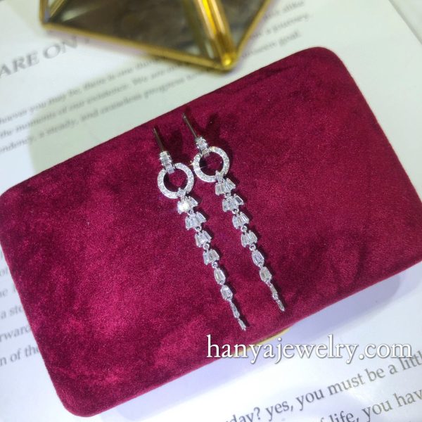 18k Gold Diamond Earrings Fashion Women Wedding - Image 3