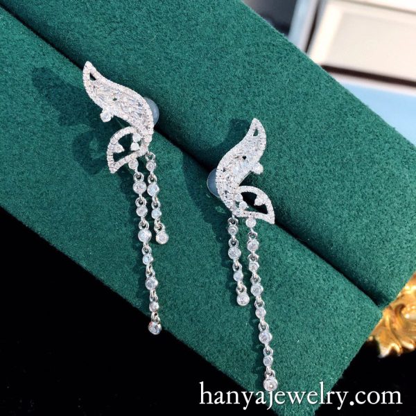 New Arrival 18K White Gold Butterfly Diamond Earrings Wedding - Image 6