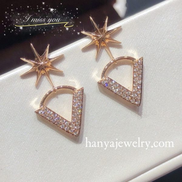 18K Gold Diamond Earrings Women Gift - Image 3