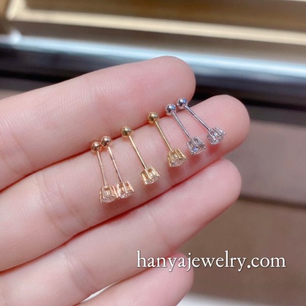 18k Gold Diamond Classic Earrings Studs - Image 6