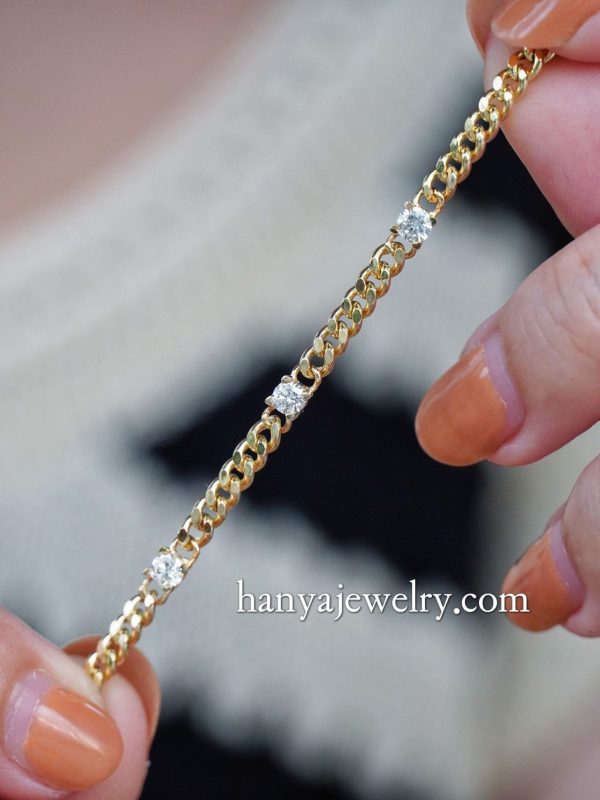 18K Gold Diamond Bracelet Men Fashion - Image 2