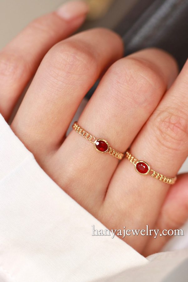 18K Gold Vintage Ruby Ring Handmade