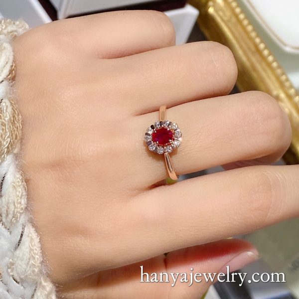 18K Gold New Ruby Diamond Ring