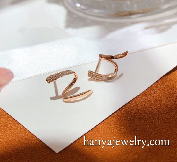 18K Gold Wave Earrings For Women - Image 2