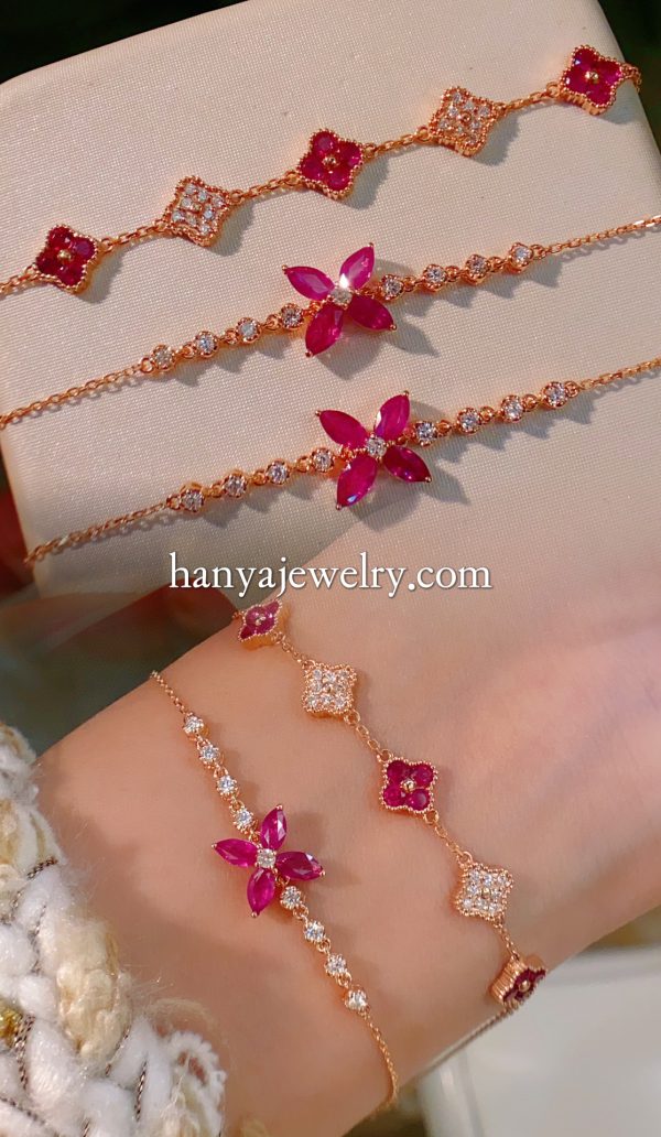 18K Gold Ruby Bracelet For Women - Image 4