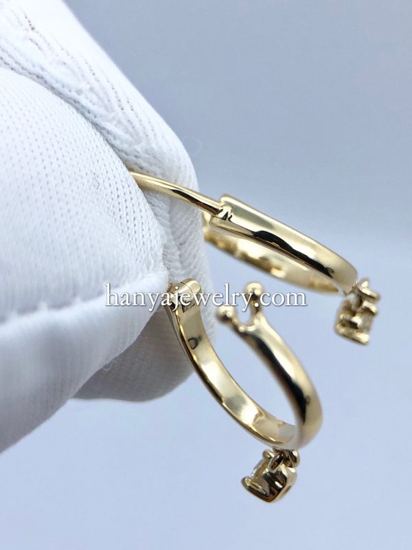 18K Gold Single Diamond Earrings For Women - Image 3