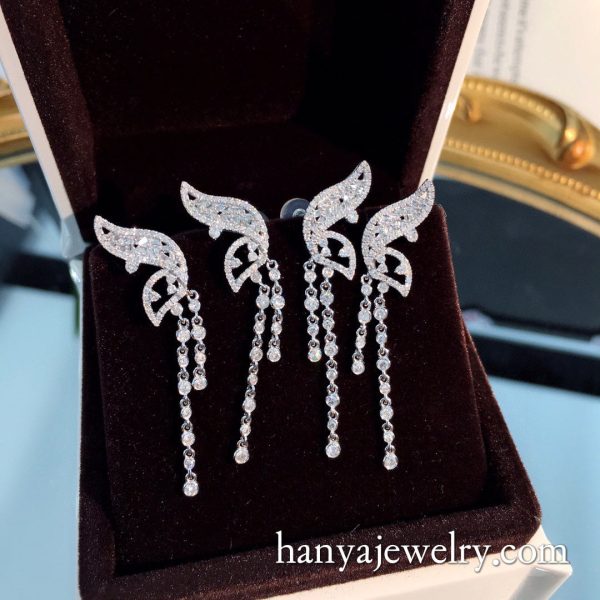 New Arrival 18K White Gold Butterfly Diamond Earrings Wedding - Image 5