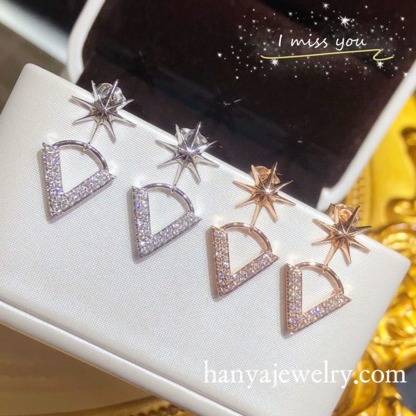 18K Gold Diamond Earrings Women Gift - Image 2