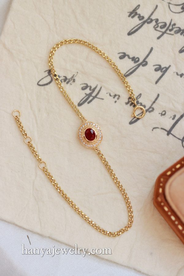 18K Gold Vintage Ruby Bracelet - Image 3