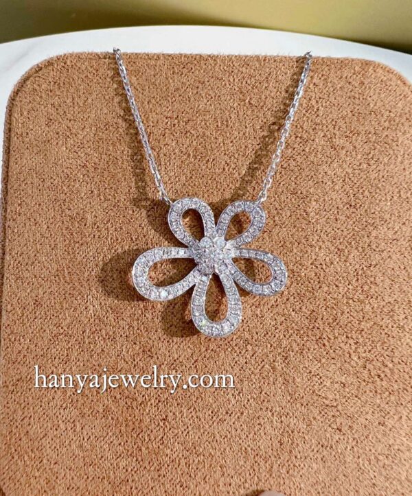 18K Gold Full Diamond Necklace Elegant - Image 3