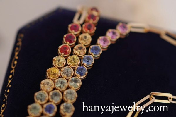 18K Gold Colorful Gemstone Bracelet - Image 4