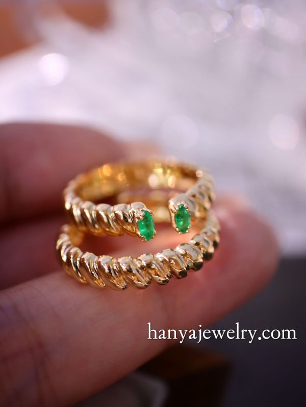 18K Gold Emerald Ring Vintage - Image 2