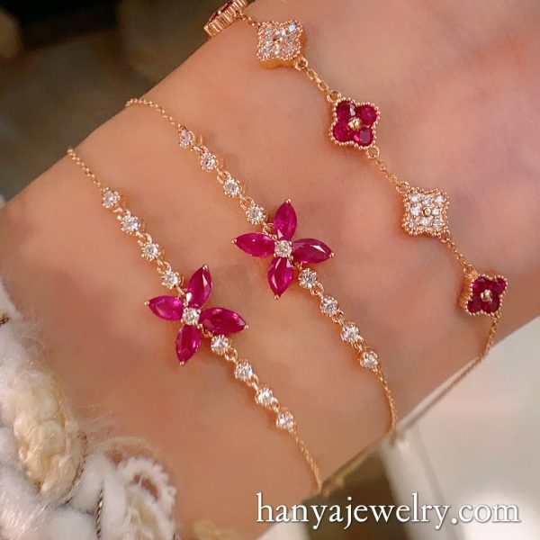 18K Gold Ruby Bracelet For Women - Image 3