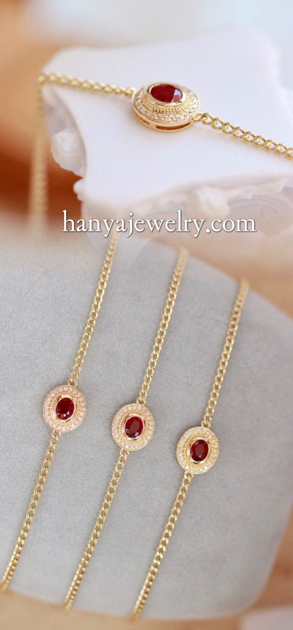 18K Gold Vintage Ruby Bracelet - Image 2