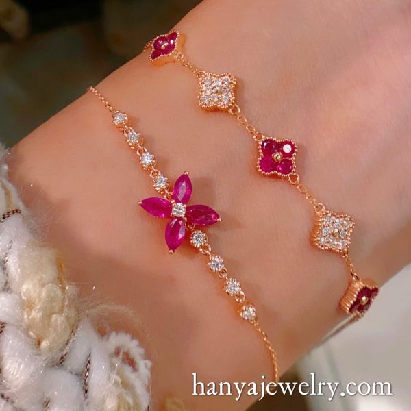 18K Gold Ruby Bracelet For Women