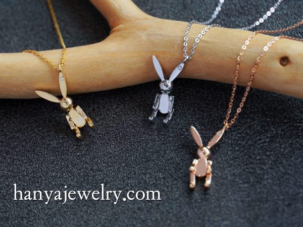 18K Gold Mechanical Rabbit Necklace - Image 2