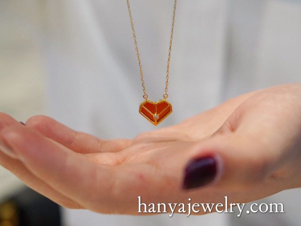 18K Gold Little Red Heart Diamond Necklace - Image 2