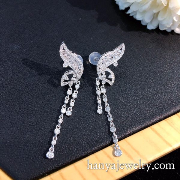 New Arrival 18K White Gold Butterfly Diamond Earrings Wedding - Image 2