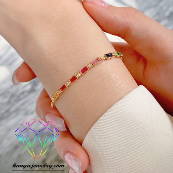 18k Gold Rainbow Gem Bracelet For Wholesale Now - Image 5