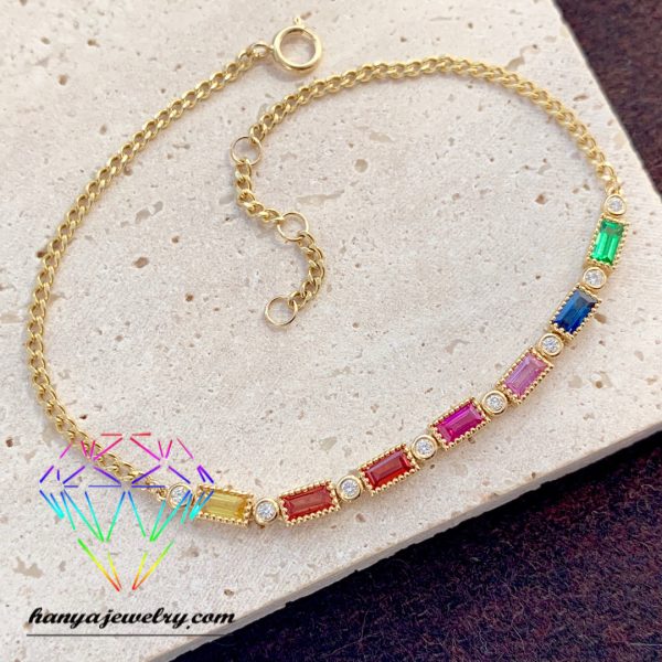 18k Gold Rainbow Gem Bracelet For Wholesale Now